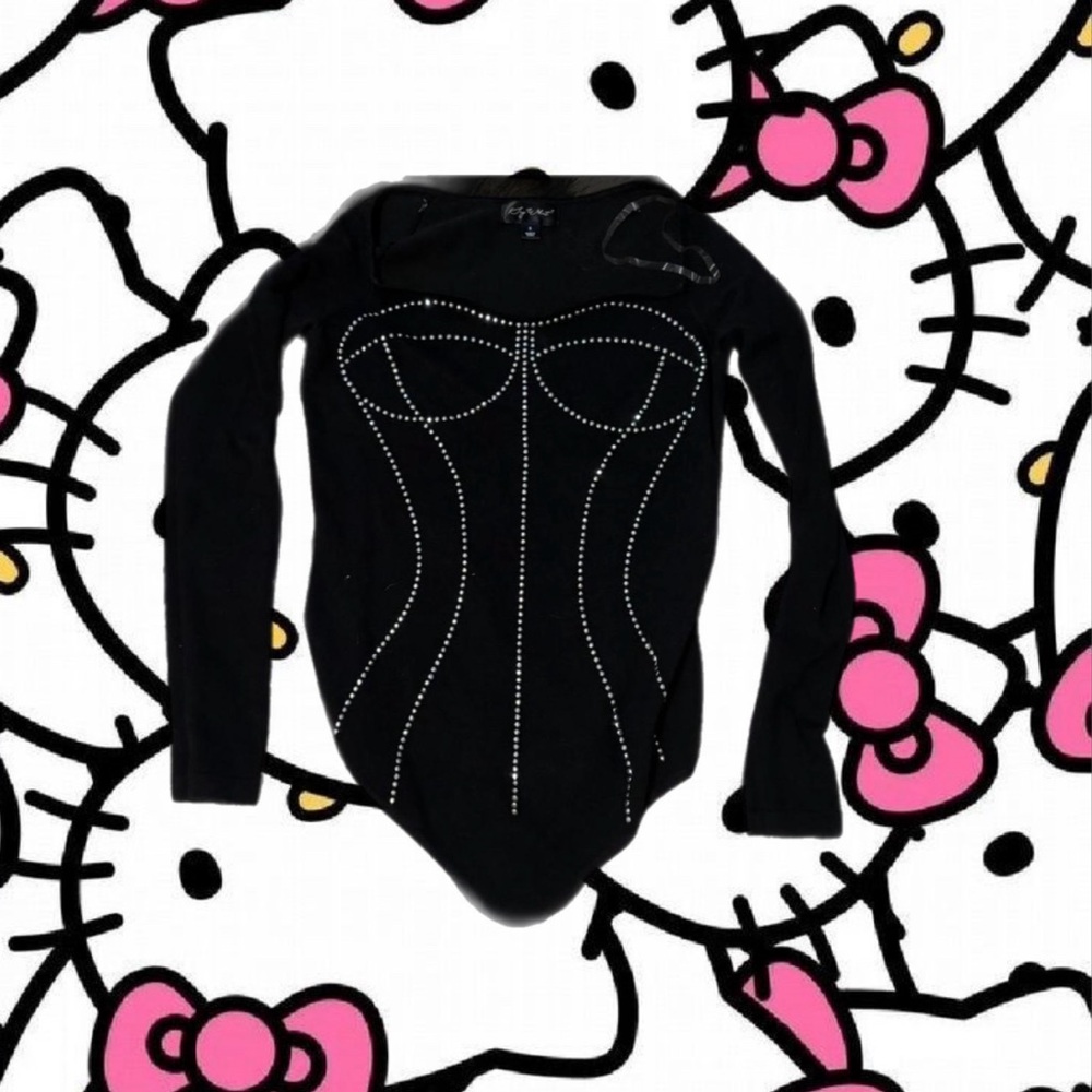 Black bejeweled body suit